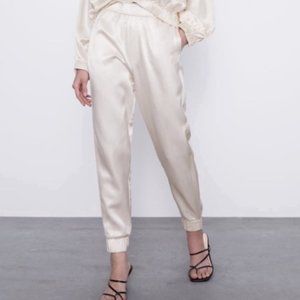 High-Waisted Satin Joggers